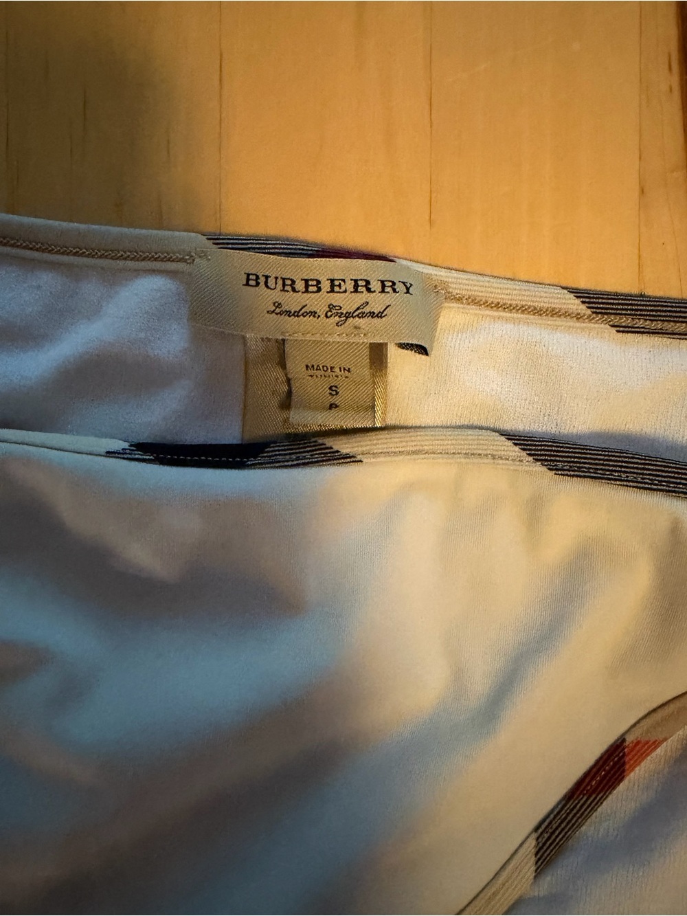 Burberry White Bikini Bottoms with Check Accent - Picture 2 of 6